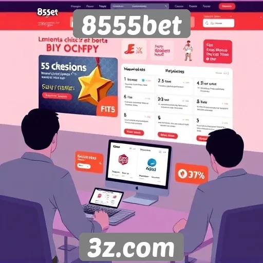 Navegação e design do site 8555bet